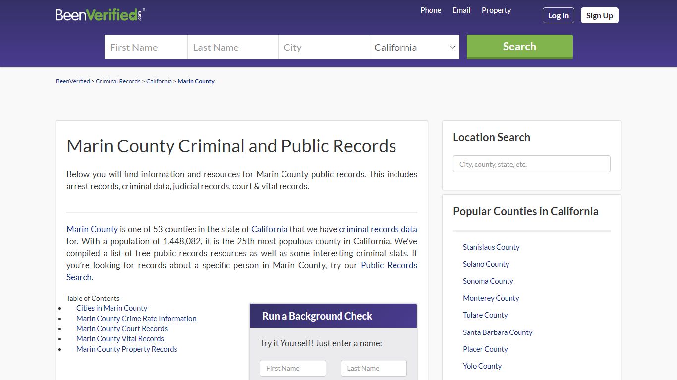Marin County Arrest Records in CA - Court & Criminal ...